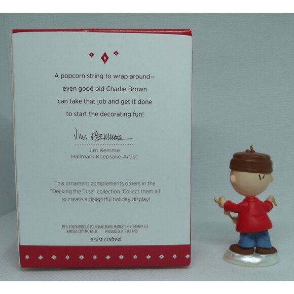 Hallmark Ornament 2015 Keepsake Peanuts Charlie Brown Decking The Tree - Picture 5 of 9